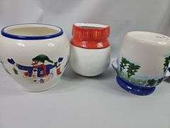 LOT 3 Christmas Ceramic Cookie Jars Snowman Snowmen