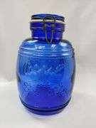 Casadis Milano Cobalt Blue Glass Canister Baril de Fruits Cookie Jar