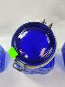 Casadis Milano Cobalt Blue Glass Canisters Fruit Embossed 4pcs