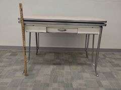 MCM Midcentury Atomic Formica Top Chrome Leg Kitchen Table Slide Out Leaves