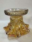 Carnival Glass Marigold Punch Bowl Base Cups Luster Hollywood Regency