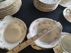 Huge Dish Set LOT Pope Gosser Florence Pink Floral Plates Bowls Serving Cups Saucers