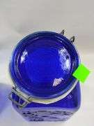 Casadis Milano Cobalt Blue Glass Canisters Fruit Embossed 4pcs
