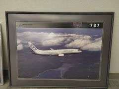 Decor Wall Art 2 Framed BOEING Airplane Photos 737 Company Employee
