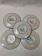 Hadley Pottery Country Scene 6" Bread Snack Plates Rabbit Girls Boy Kite 5pc