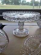 LOT Pattern Glass Wexford Sugar Creamer Cake Pedestal Plate++