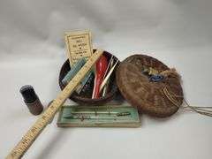 Antique Smalls LOT Crochet Jackson Ink Pen Gold Nib 35MM Film Negative Scissors