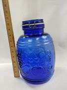 Casadis Milano Cobalt Blue Glass Canister Baril de Fruits Cookie Jar