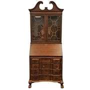 Antique American Slant Front Secretary Cabinet Fretting Hidden Drawers Compartments