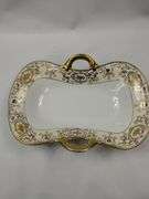 Antique Ornate Vase French Limoges? Gold Green + Nippon Tray
