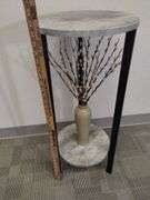 Furniture Plant Stand Round Table Faux Marble Elegant +Plant