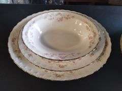 Huge Dish Set LOT Pope Gosser Florence Pink Floral Plates Bowls Serving Cups Saucers