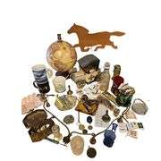 Pickers LOT: Vintage Trinkets Globe Weather Vane Style Horse & More