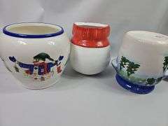 LOT 3 Christmas Ceramic Cookie Jars Snowman Snowmen