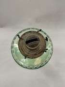 Pressed Glass EAPG Green Vaseline Uranium Oil Lamp