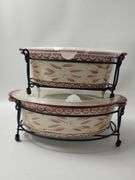 Temptations Casserole Bakeware Old World Lids Bases Ovals  Set of 3