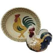 Rooster Kitchen Decor Napkin Holder Dough Bowl