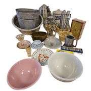 Pickers LOT: Vintage Kitchen Mixing Bowls Canister & Steins