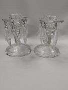 Jeanette Sunburst Herringbone Candle Holders Drops Hobnail French Opal Fenton? Glass