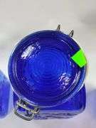 Casadis Milano Cobalt Blue Glass Canisters Fruit Embossed 4pcs
