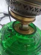 Antique Oil Lamp Hanging Country Store Green Glass Architectural Ceiling