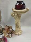 Vintage Decor LOT Midcentury Cherub Ruby Amethyst Glass Lustre Vase
