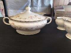 Huge Dish Set LOT Pope Gosser Florence Pink Floral Plates Bowls Serving Cups Saucers