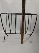 Furniture Metal Magazine Rack & MCM Style Lamp Hammered Metal Copper Look
