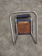 MCM Midcentury Modern Chrome Leg Kitchen Chairs Blue Pleather 1950s
