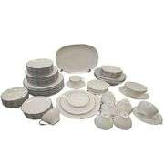 Noritake White Silver Trim Fremont Pattern Dish Set +Serving