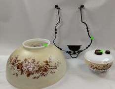 Antique Ceiling Oil Lamp Light Ornate Metal Frame