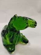 LE Smith Art Glass Emerald Green Horse Lying Laying Down 9"