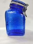 Casadis Milano Cobalt Blue Glass Canisters Fruit Embossed 4pcs