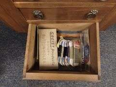 Vintage Martha Washington Style Sewing Cabinet 3 Drawers + Vintage Notions