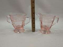 Vintage Pink Depression Glass & Marigold Footed Bowl LOT