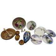 Vintage JAPAN Hand Painted Wall Vase Pocket Plates S/P Occupied Plate++