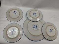 Hadley Pottery Country Scene LOT Dinner Plate Lunch Salt Pepper