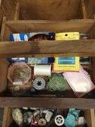 Vintage Martha Washington Style Sewing Cabinet 3 Drawers + Vintage Notions