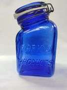 Casadis Milano Cobalt Blue Glass Canisters Fruit Embossed 4pcs