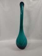 25" Decor Vase Art Glass Hand Blown Pulled Murano Peacock Blue Green