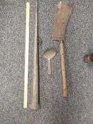 Antique 1830-60s Tin Horn Noise Maker Parade Protest + Primitive Hatchet