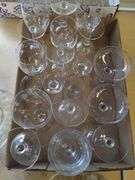LOT Vintage Glass Flutes Stems Wine Glasses Plates Goblets