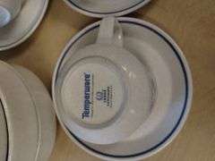 MCM MidCentury Modern Dishes Set LENOX DewDrops Blue Floral Stoneware