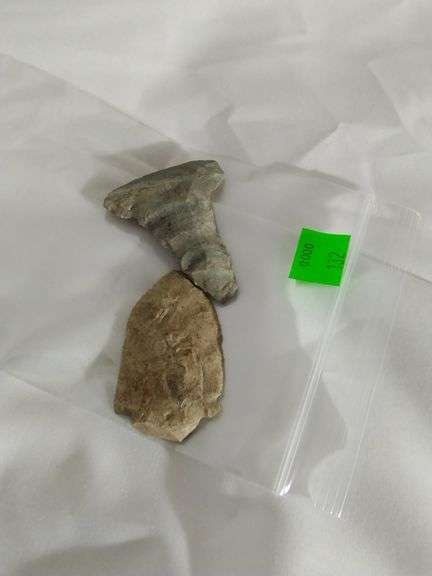 2 Primitive Lanceolate Stem Arrow Heads Indiana Native American