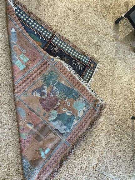 Vintage Teddy Bear Throw Blanket + Candyland BINGO Game IOB
