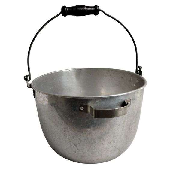 Vintage Large Century Aluminum Ware Pot No Lid Wood handle Blk #2
