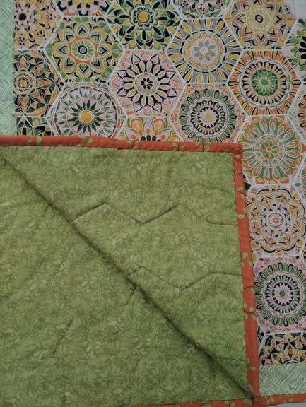 Bed Spread Quilted Blanket BoHo Bright Colors Stitched