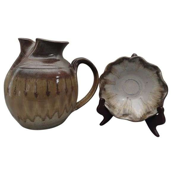 Studio Art Pottery John Dennison Pitcher Folk Omaha NE