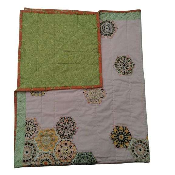 Bed Spread Quilted Blanket BoHo Bright Colors Stitched