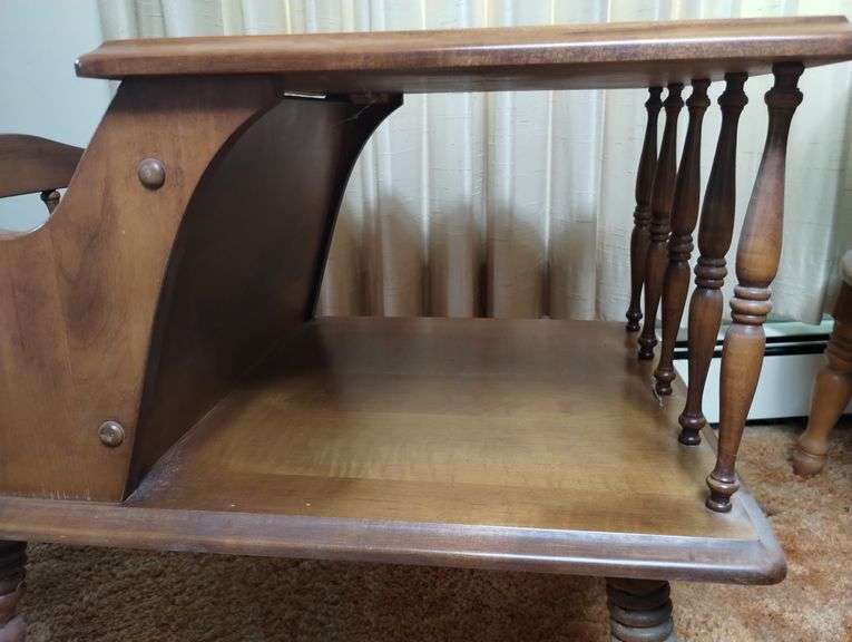 Midcentury Colonial End Table Magazine Rack